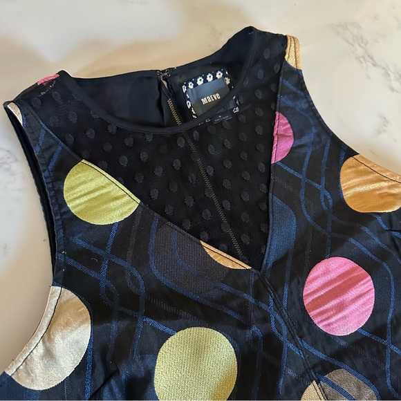 Anthropologie Maeve Tilde Jacquard Shift Navy Shimmer Dot Lace Dress Size M-C18 - Picture 6 of 13